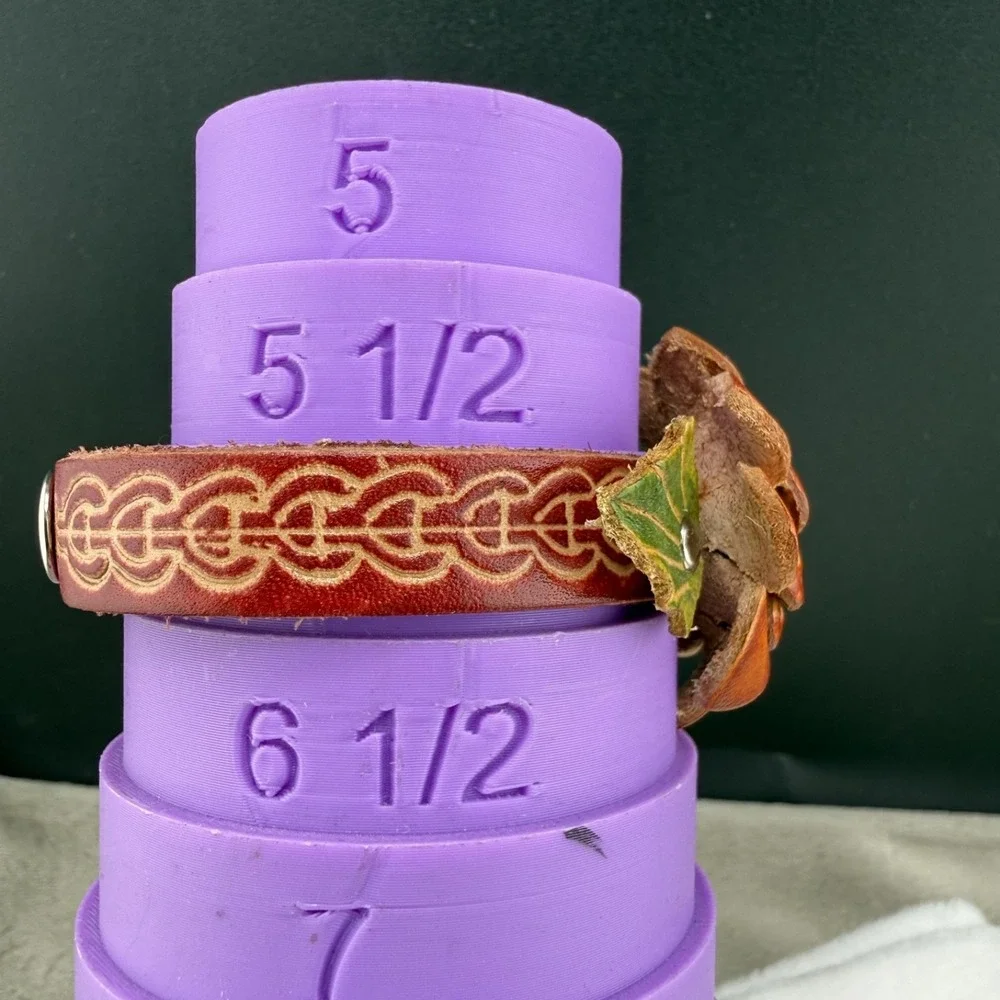 Vintage‎ Bracelet Leather Flower Handcrafted Spring 6.5